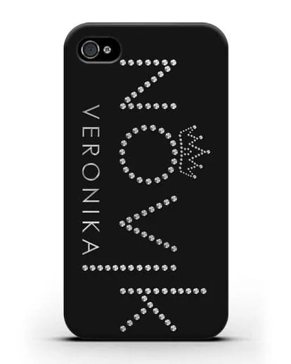 Именной чехол с именем, фамилией и короной с серебряным рисунком силиконовый для iPhone 4/4s