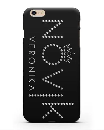 Именной чехол с именем, фамилией и короной с серебряным рисунком силиконовый для iPhone 6s Plus