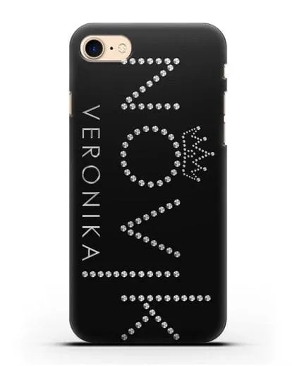 Именной чехол с именем, фамилией и короной с серебряным рисунком силиконовый для iPhone 7