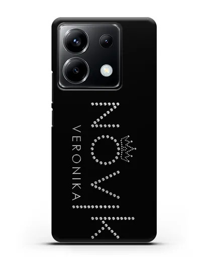 Именной чехол с именем, фамилией и короной с серебряным рисунком силиконовый для Xiaomi Poco X6