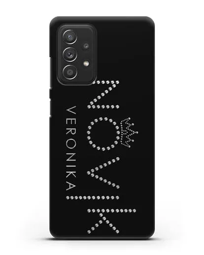 Именной чехол с именем, фамилией и короной с серебряным рисунком силиконовый для Samsung Galaxy A53