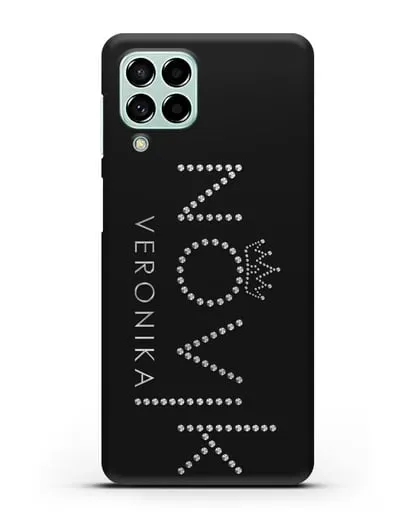 Именной чехол с именем, фамилией и короной с серебряным рисунком силиконовый для Samsung Galaxy M53 [SM-M536]