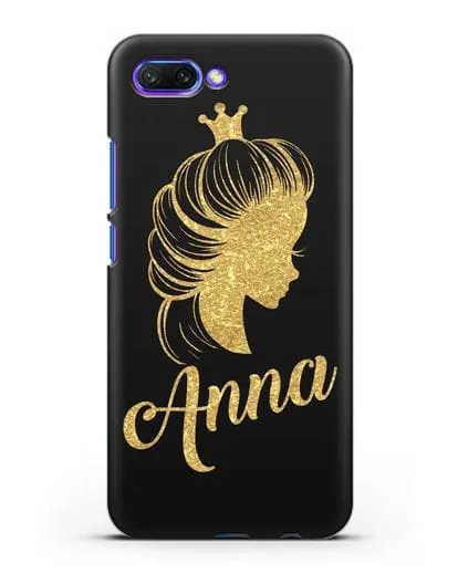 Именной чехол Принцесса с короной с золотым рисунком силиконовый для Honor 10