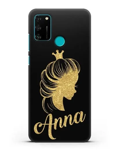 Именной чехол Принцесса с короной с золотым рисунком силиконовый для Honor 9A