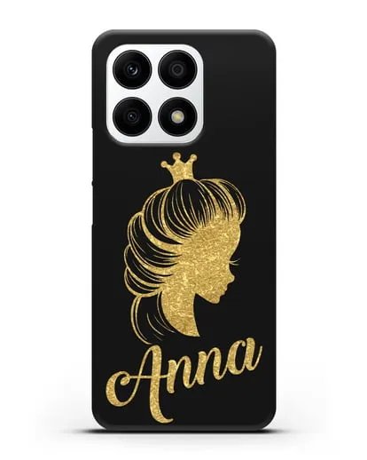 Именной чехол Принцесса с короной с золотым рисунком силиконовый для Honor X8a