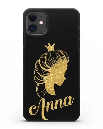 Именной чехол Принцесса с короной с золотым рисунком силиконовый для iPhone 11