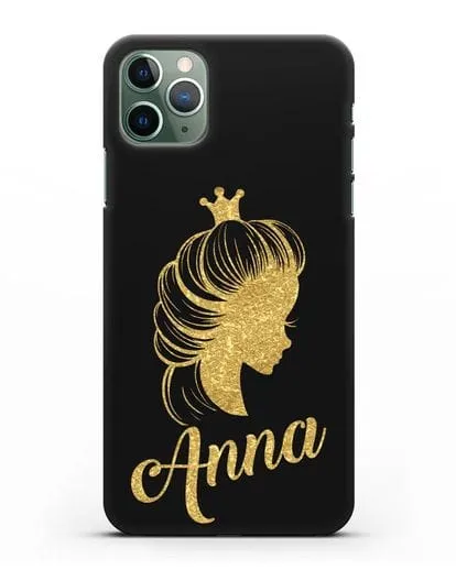 Именной чехол Принцесса с короной с золотым рисунком силиконовый для iPhone 11 Pro