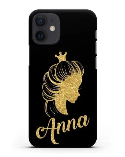 Именной чехол Принцесса с короной с золотым рисунком силиконовый для iPhone 12 mini