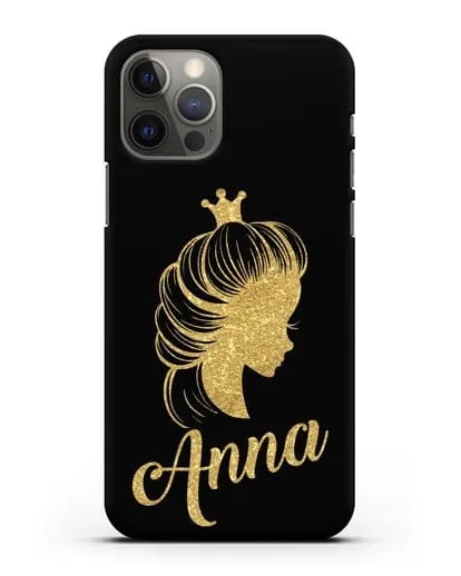 Именной чехол Принцесса с короной с золотым рисунком силиконовый для iPhone 12 Pro