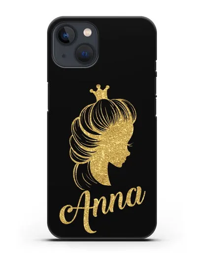 Именной чехол Принцесса с короной с золотым рисунком силиконовый для iPhone 13 Mini