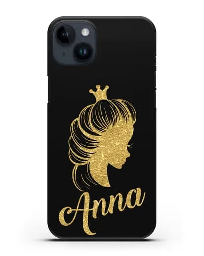 Именной чехол Принцесса с короной с золотым рисунком силиконовый для iPhone 14 Plus