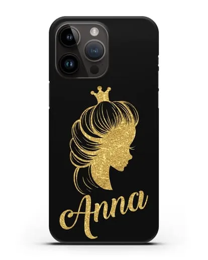 Именной чехол Принцесса с короной с золотым рисунком силиконовый для iPhone 14 Pro Max