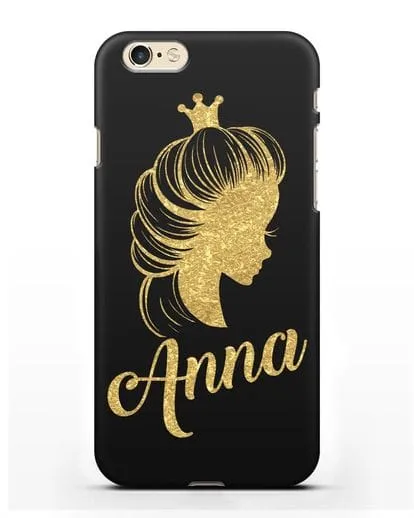 Именной чехол Принцесса с короной с золотым рисунком силиконовый для iPhone 6s