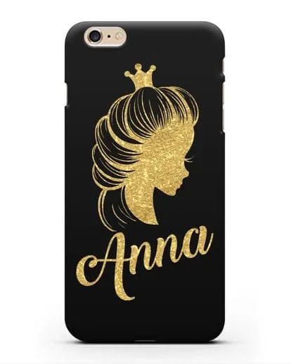 Именной чехол Принцесса с короной с золотым рисунком силиконовый для iPhone 6s Plus