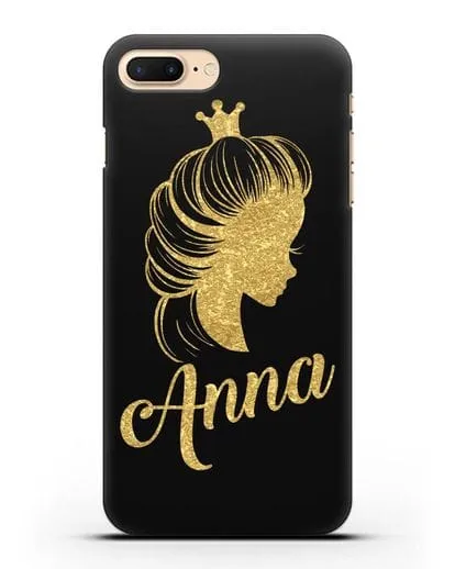 Именной чехол Принцесса с короной с золотым рисунком силиконовый для iPhone 8 Plus