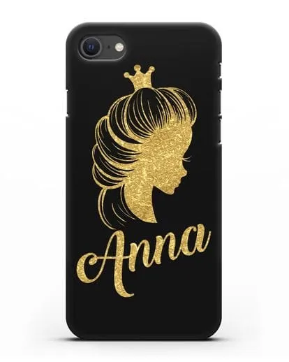 Именной чехол Принцесса с короной с золотым рисунком силиконовый для iPhone SE 2020