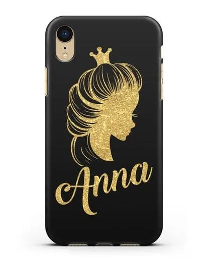 Именной чехол Принцесса с короной с золотым рисунком силиконовый для iPhone XR