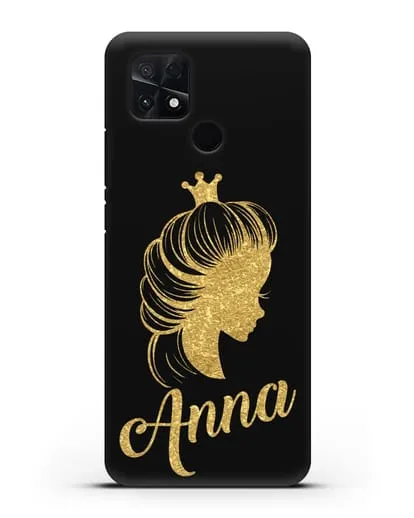 Именной чехол Принцесса с короной с золотым рисунком силиконовый для Xiaomi Poco C40