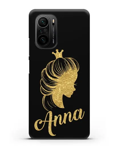 Именной чехол Принцесса с короной с золотым рисунком силиконовый для Xiaomi Poco F3