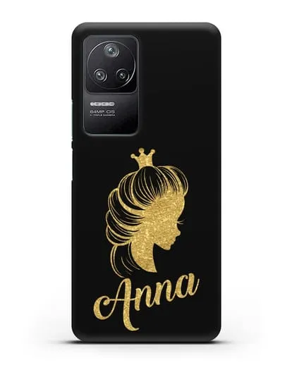 Именной чехол Принцесса с короной с золотым рисунком силиконовый для Xiaomi Poco F4