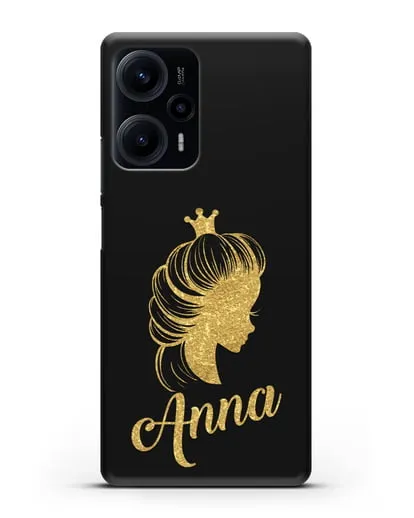 Именной чехол Принцесса с короной с золотым рисунком силиконовый для Xiaomi Poco F5