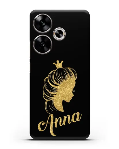 Именной чехол Принцесса с короной с золотым рисунком силиконовый для Xiaomi Poco F6