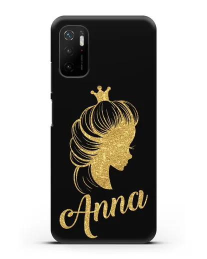 Именной чехол Принцесса с короной с золотым рисунком силиконовый для Xiaomi Poco M3 Pro