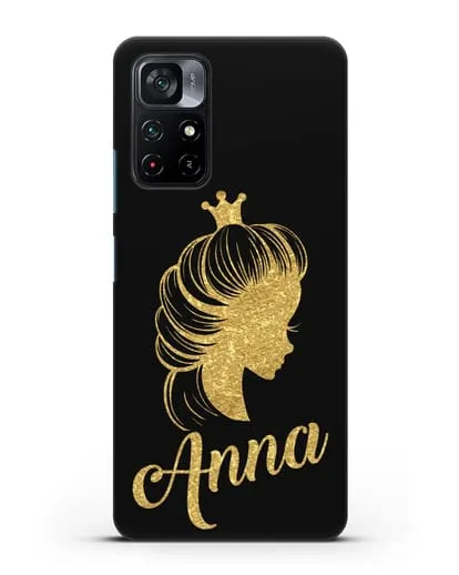 Именной чехол Принцесса с короной с золотым рисунком силиконовый для Xiaomi Poco M4 Pro 5G