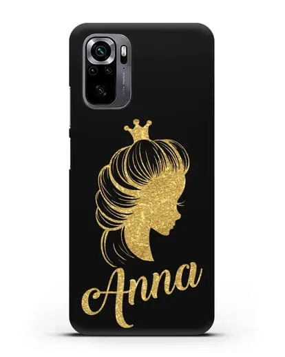Именной чехол Принцесса с короной с золотым рисунком силиконовый для Xiaomi Poco M5s