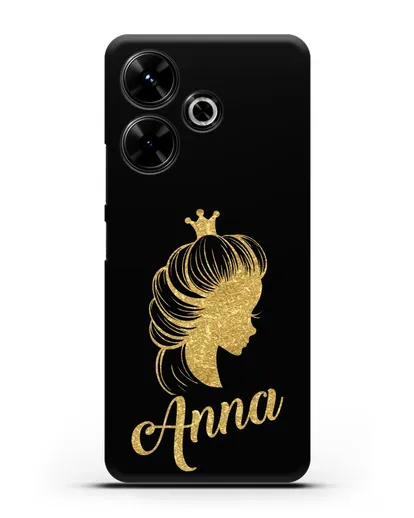 Именной чехол Принцесса с короной с золотым рисунком силиконовый для Xiaomi Poco M6