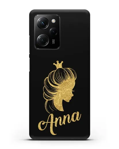 Именной чехол Принцесса с короной с золотым рисунком силиконовый для Xiaomi Poco X5 Pro