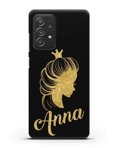Именной чехол Принцесса с короной с золотым рисунком силиконовый для Samsung Galaxy A53