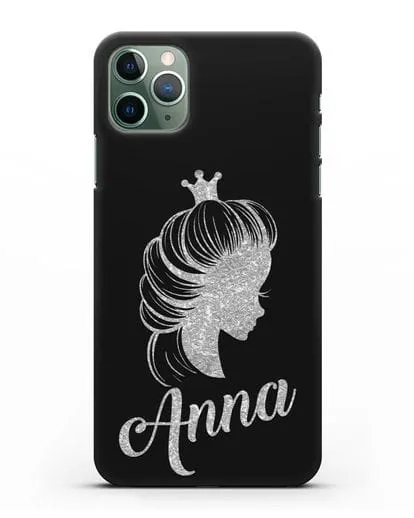 Именной чехол Принцесса с короной с серебряным рисунком силиконовый для iPhone 11 Pro