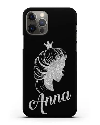 Именной чехол Принцесса с короной с серебряным рисунком силиконовый для iPhone 12 Pro