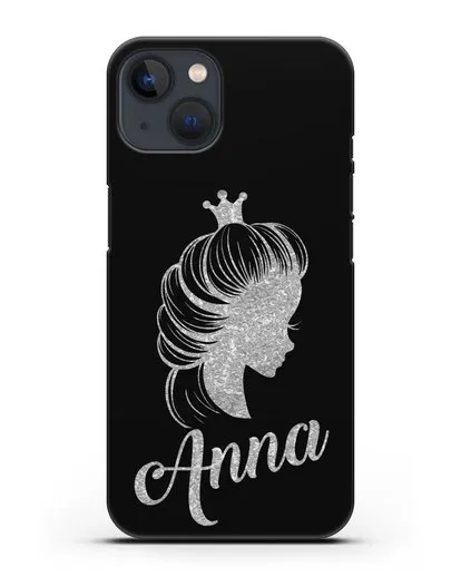 Именной чехол Принцесса с короной с серебряным рисунком силиконовый для iPhone 13 Mini
