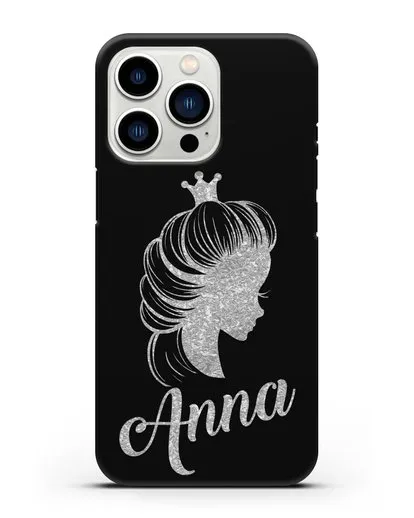 Именной чехол Принцесса с короной с серебряным рисунком силиконовый для iPhone 13 Pro