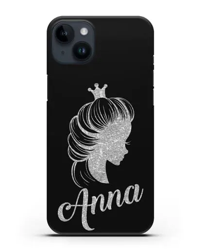 Именной чехол Принцесса с короной с серебряным рисунком силиконовый для iPhone 14 Plus