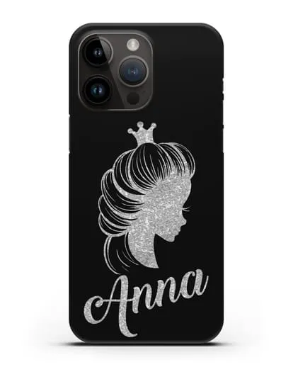 Именной чехол Принцесса с короной с серебряным рисунком силиконовый для iPhone 14 Pro Max