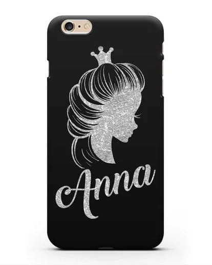 Именной чехол Принцесса с короной с серебряным рисунком силиконовый для iPhone 6s Plus