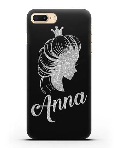 Именной чехол Принцесса с короной с серебряным рисунком силиконовый для iPhone 8 Plus