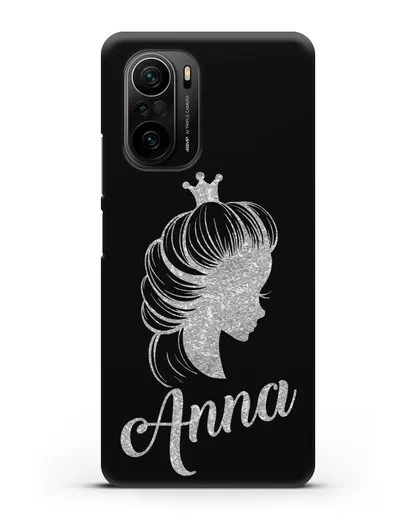Именной чехол Принцесса с короной с серебряным рисунком силиконовый для Xiaomi Poco F3 Pro