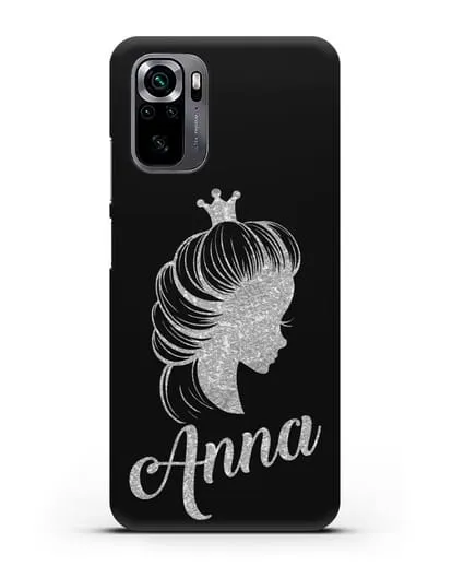 Именной чехол Принцесса с короной с серебряным рисунком силиконовый для Xiaomi Poco M5s