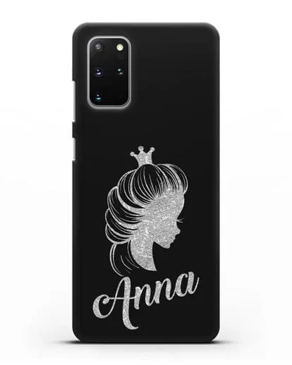 Именной чехол Принцесса с короной с серебряным рисунком силиконовый для Samsung Galaxy S20 Plus [SM-G985F]