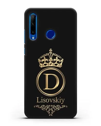 Именной чехол с монограммой, короной и вензелями с золотым рисунком силиконовый для Honor 10i