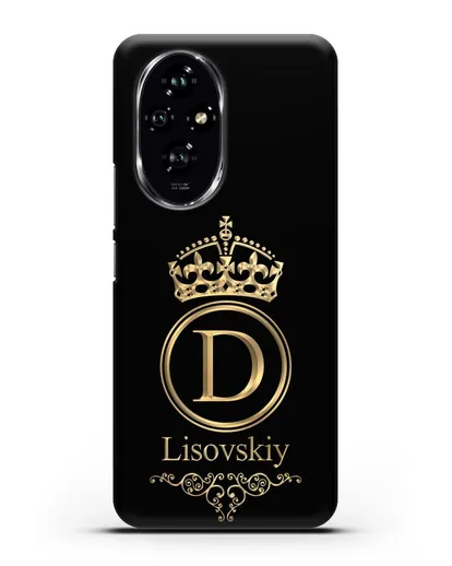Именной чехол с монограммой, короной и вензелями с золотым рисунком силиконовый для Honor 200