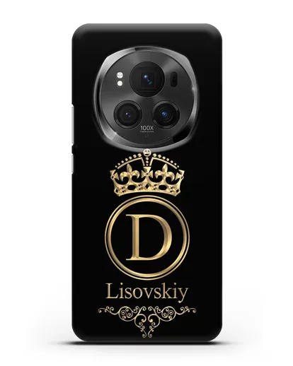 Именной чехол с монограммой, короной и вензелями с золотым рисунком силиконовый для Honor Magic 6 Pro