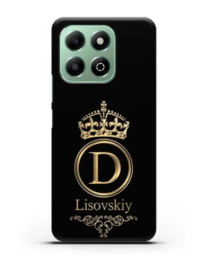 Именной чехол с монограммой, короной и вензелями с золотым рисунком силиконовый для Honor X6b