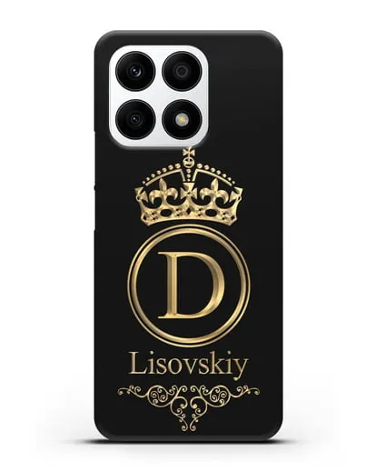 Именной чехол с монограммой, короной и вензелями с золотым рисунком силиконовый для Honor X8a