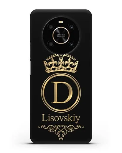 Именной чехол с монограммой, короной и вензелями с золотым рисунком силиконовый для Honor X9
