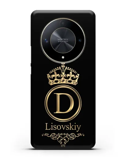 Именной чехол с монограммой, короной и вензелями с золотым рисунком силиконовый для Honor X9b